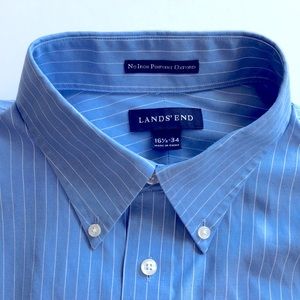 Lands End | Men’s No-Iron Button Down Pinpoint Oxford Shirt L/S 100% Cotton 16.5